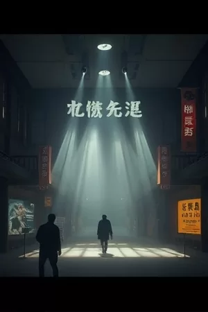 竖版杂志封面式的电影片单主视觉，深紫渐变与胶片格栅交织